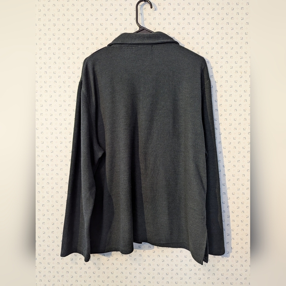 Carolyn Taylor XL Cardigan Vintage Green Charcoal Button-Up Sweater Classic - Picture 4 of 10